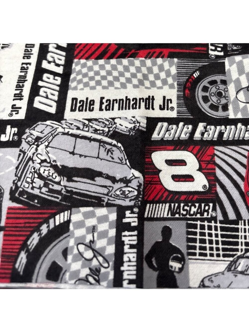 Dale Earnhardt Jr NASCAR Flannel Fabric Racing Cars Checkerboard 20x44"